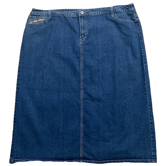 Cato Skirts Cato Denim Skirt Jean Maxi Embellished Embroidered 24w